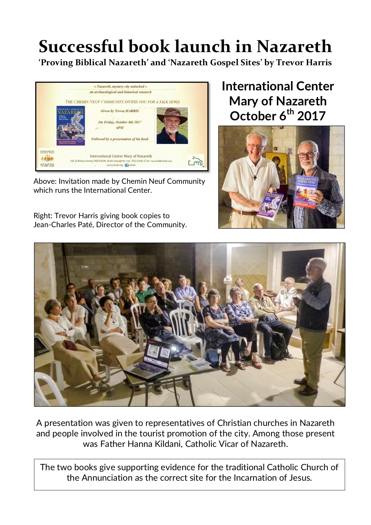Book launch gathering in Nazareth